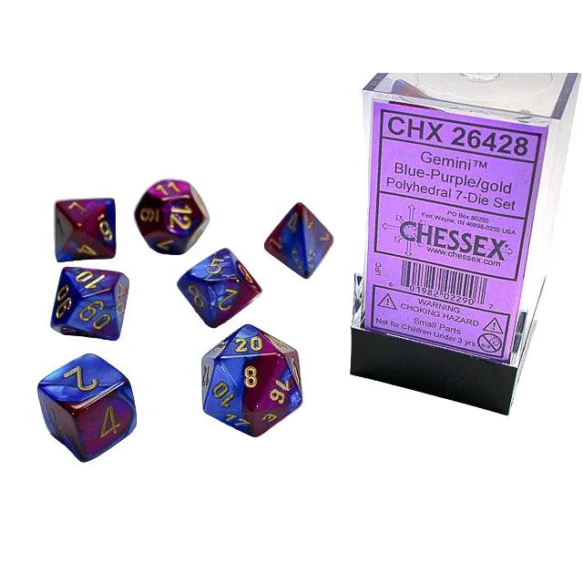Chessex 7-Piece Sets: Gemini Dice - Blue-Purple/Gold