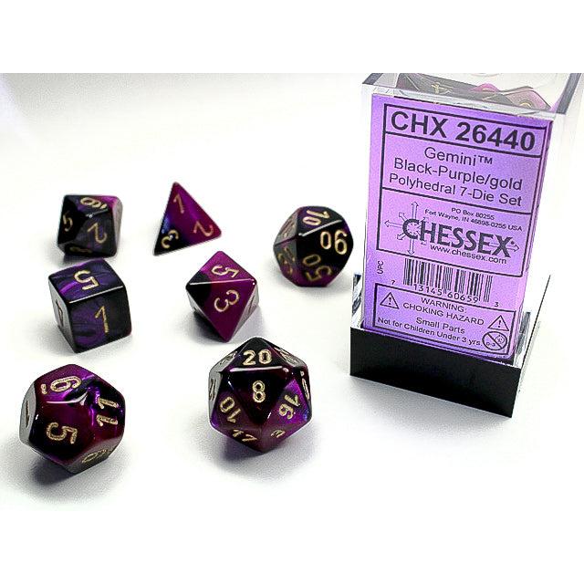 Chessex 7-Piece Sets: Gemini - Black-Purple/Gold