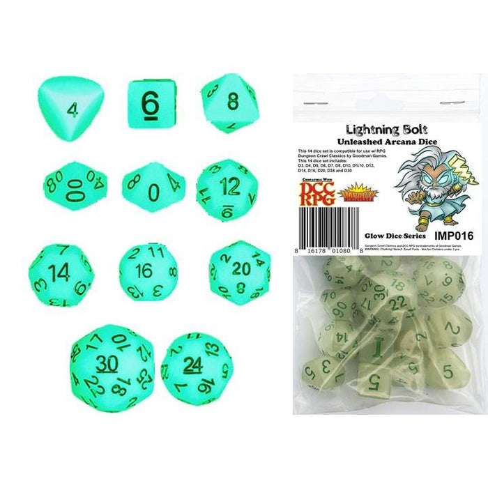 DCC 14-Die Set: Lightning Bolt (Glow Dice)