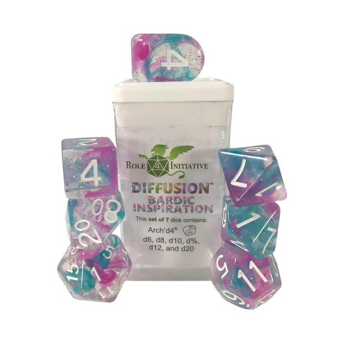 Classes & Creatures Set of 7 Dice with Arch'D4: Diffusion - Bardic Inspiration
