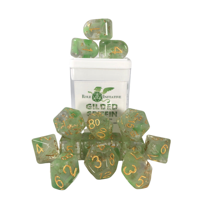 Classes & Creatures Set of 15 Dice with Arch'D4: Diffusion - Gilded Griffin