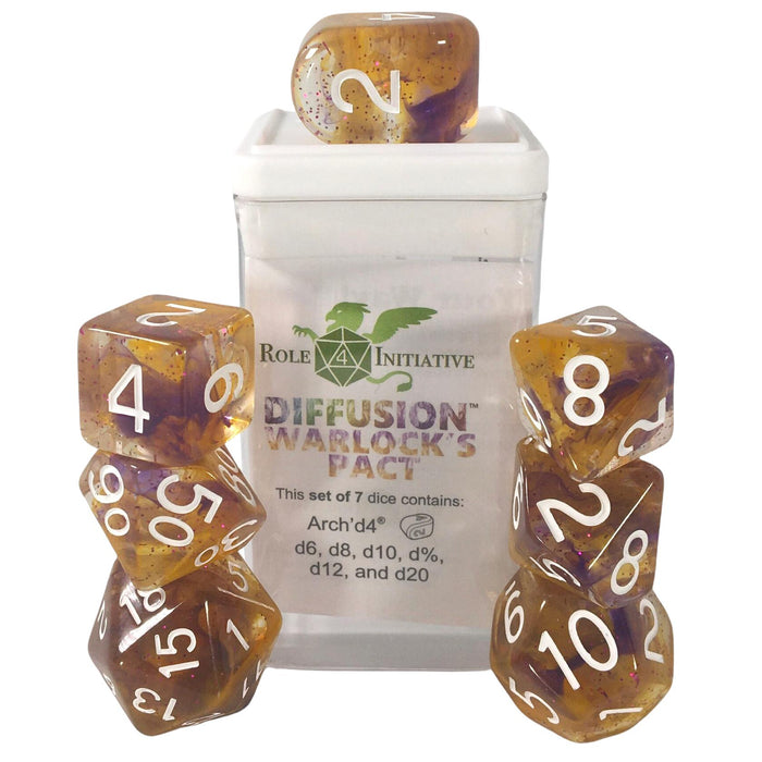 Classes & Creatures Set of 7 Dice with Arch'D4: Diffusion - Warlock's Pact