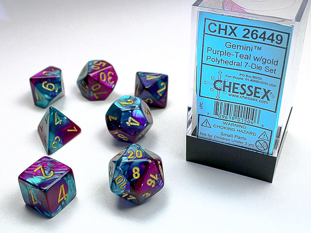Chessex 7-Piece Sets: Gemini - Purple-Teal/Gold