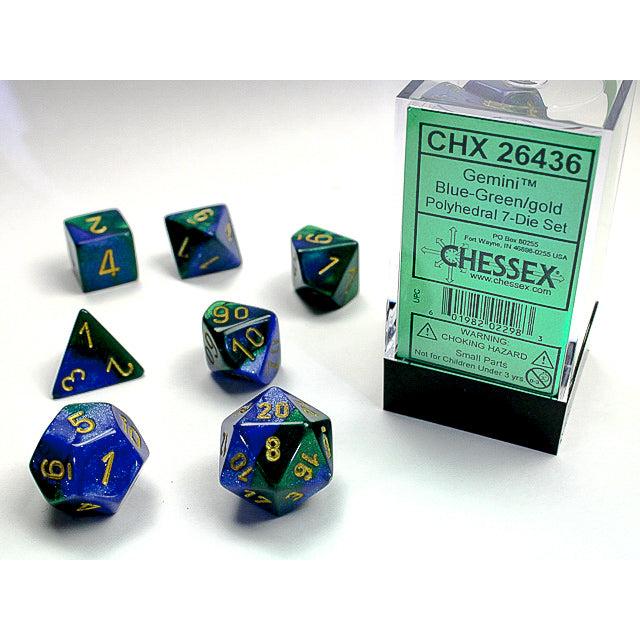 Chessex 7-Piece Sets: Gemini Dice - Blue-Green/Gold
