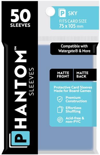 Phantom Sleeves: Sky Size 75mm x 105mm, 50ct - Matte/Matte