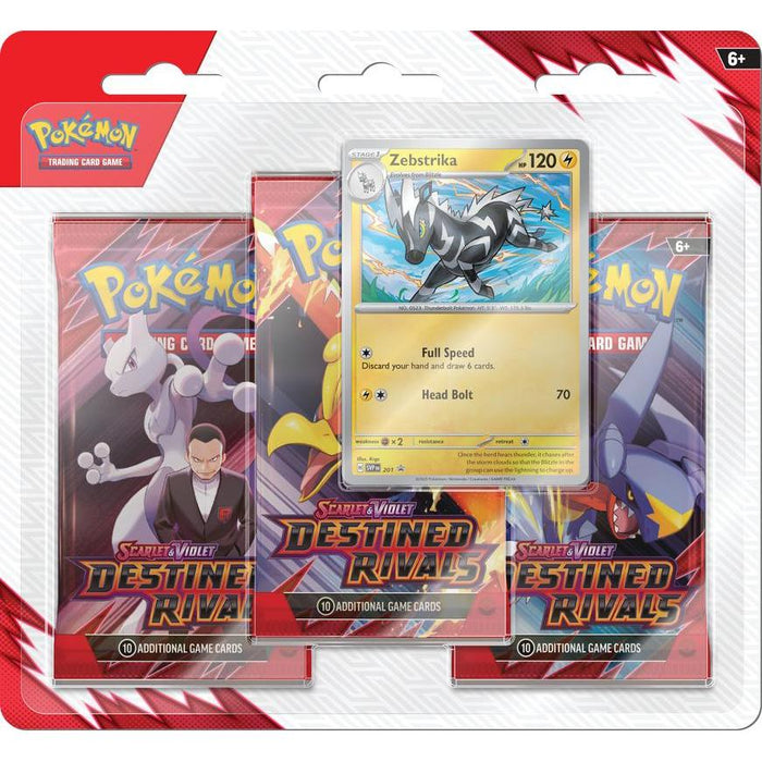 Pokemon Scarlet & Violet SV10 Destined Rivals: 3-Pack Blister - Zebstrika