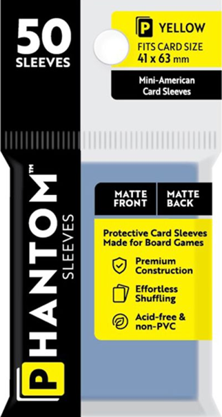Phantom Sleeves: Yellow Size 41mm x 63mm, 50ct - Matte/Matte