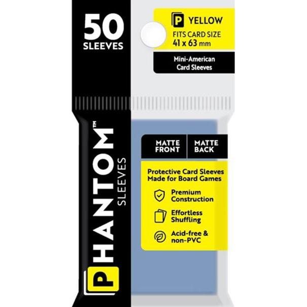 Phantom Sleeves: Yellow Size 41mm x 63mm, 50ct - Matte/Matte