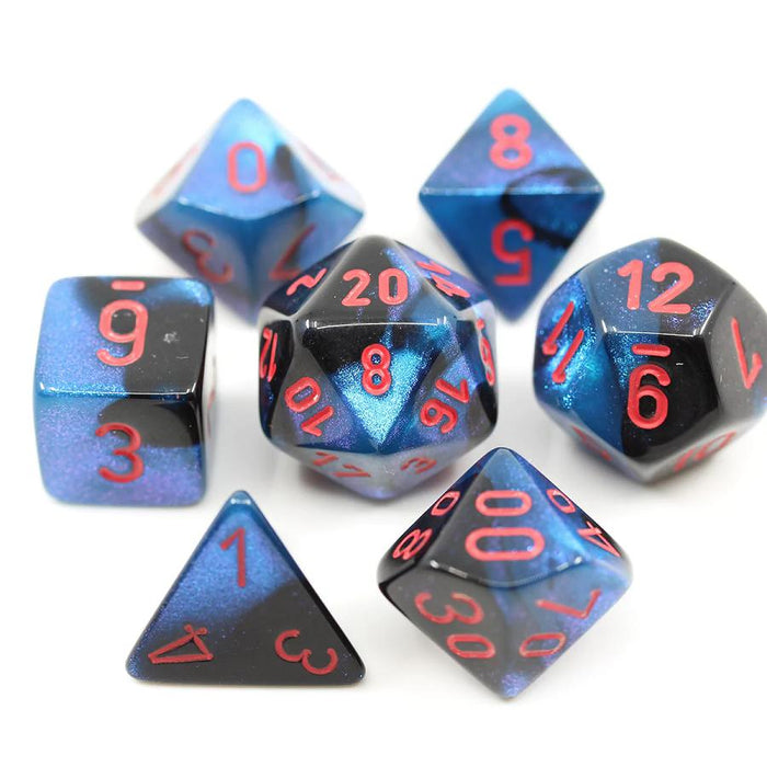 Chessex Mini-Polyhedral 7-Die Set: Gemini - Black-Starlight/Red