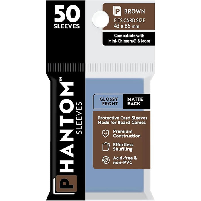 Phantom Sleeves: Brown Size 43mm x 65mm, 50ct - Gloss