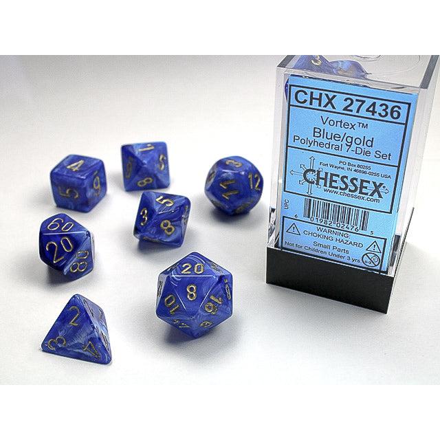 Chessex 7-Piece Sets: Vortex - Blue/Gold