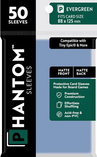 Phantom Sleeves: Evergreen Size 88mm x 125mm, 50ct - Matte