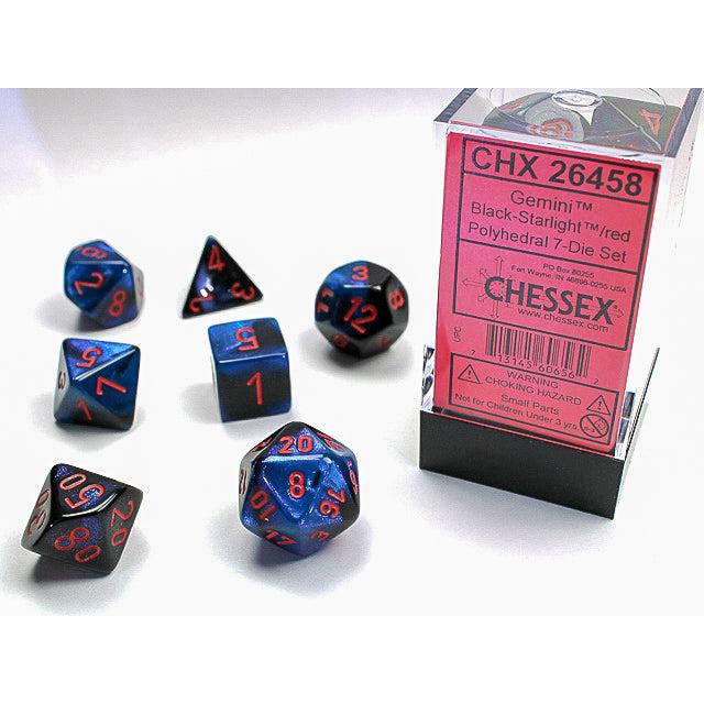 Chessex 7-Piece Sets: Gemini - Black-Starlight/Red