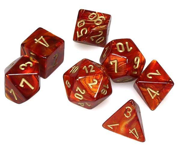 Chessex Mini-Polyhedral 7-Die Set: Scarab - Scarlet/Gold