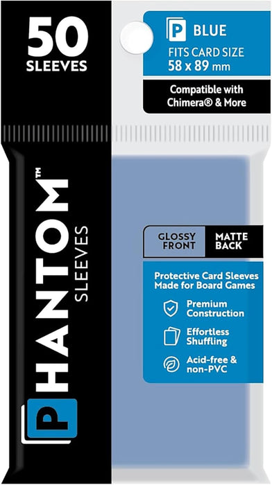Phantom Sleeves: Blue Size 58mm x 89mm, 50ct - Gloss/Matte