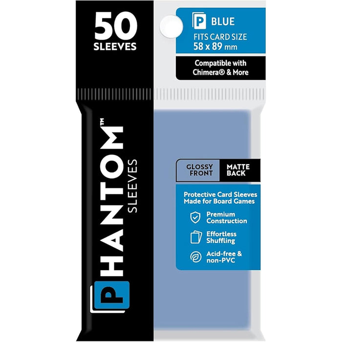 Phantom Sleeves: Blue Size 58mm x 89mm, 50ct - Gloss/Matte