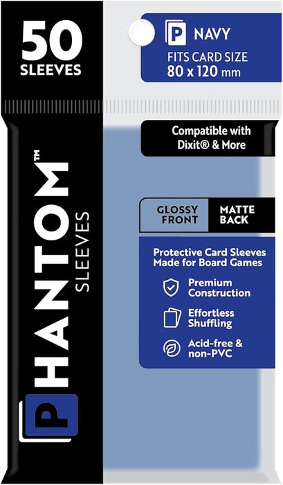 Phantom Sleeves: Navy Size 80mm x 120mm, 50ct - Gloss/Matte