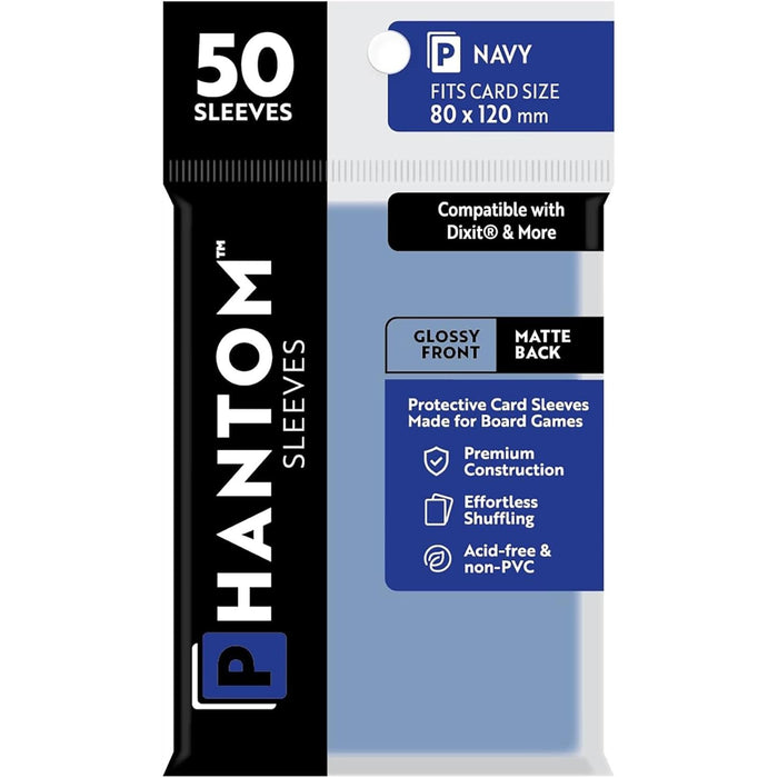 Phantom Sleeves: Navy Size 80mm x 120mm, 50ct - Gloss/Matte