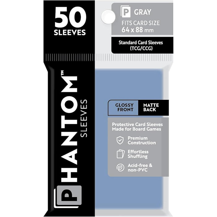 Phantom Sleeves: Gray Size 64mm x 88mm, 50ct - Gloss/Matte