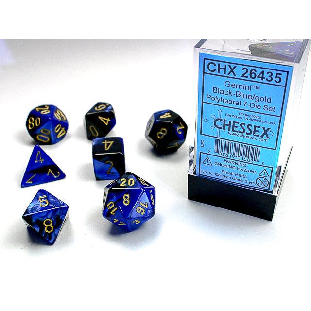Chessex 7-Piece Sets: Gemini - Black-Blue/Gold