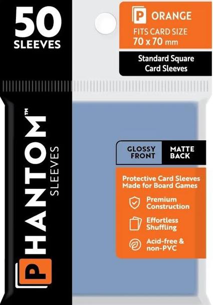 Phantom Sleeves: Orange Size 70mm x 70mm, 50ct - Gloss/Matte