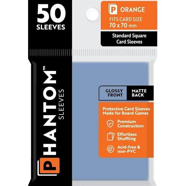 Phantom Sleeves: Orange Size 70mm x 70mm, 50ct - Gloss/Matte