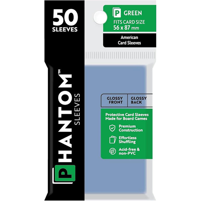 Phantom Sleeves: Green Size 56mm x 87mm, 50ct - Gloss