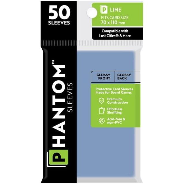 Phantom Sleeves: Lime Size 70mm x 110mm, 50ct - Gloss