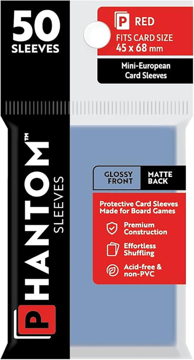 Phantom Sleeves: Red Size 45mm x 68mm, 50ct - Gloss/Matte