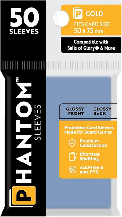 Phantom Sleeves: Gold Size 50mm x 75mm, 50ct - Gloss