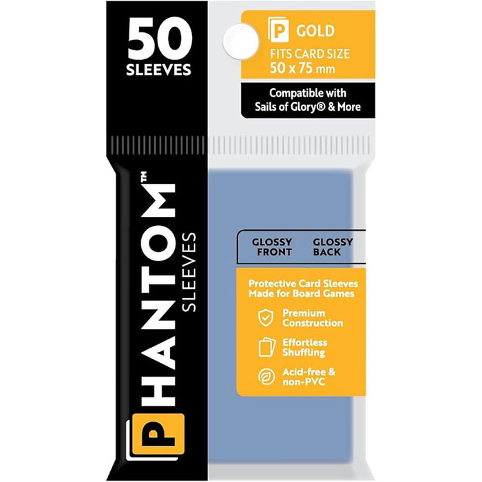 Phantom Sleeves: Gold Size 50mm x 75mm, 50ct - Gloss