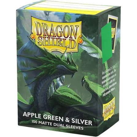 Dragon Shield Card Sleeves: Standard Size Dual Matte, 100ct - Apple Green and Silver