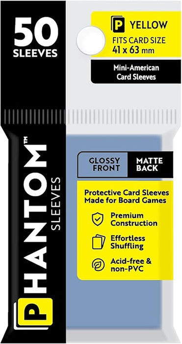 Phantom Sleeves: Yellow Size 41mm x 63mm, 50ct - Gloss/Matte