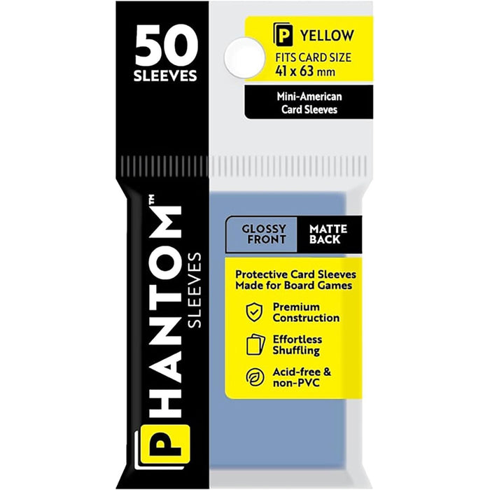 Phantom Sleeves: Yellow Size 41mm x 63mm, 50ct - Gloss/Matte