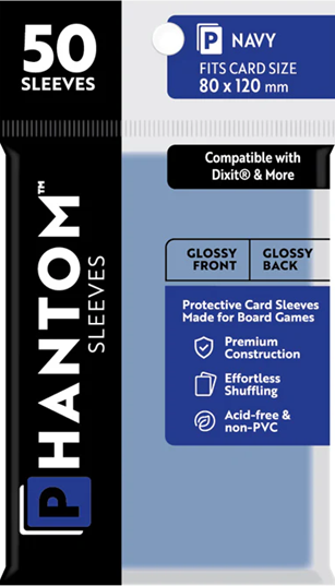 Phantom Sleeves: Navy Size 80mm x 120mm, 50ct - Gloss