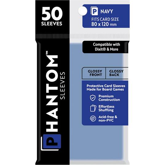 Phantom Sleeves: Navy Size 80mm x 120mm, 50ct - Gloss