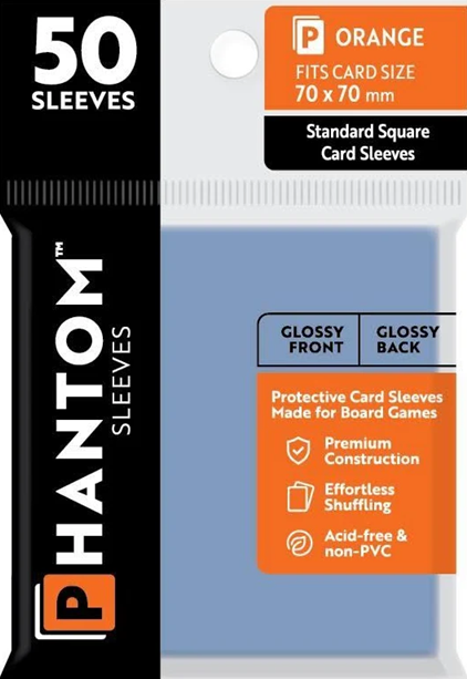 Phantom Sleeves: Orange Size 70mm x 70mm, 50ct - Gloss