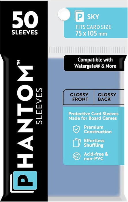 Phantom Sleeves: Sky Size 75mm x 105mm, 50ct - Gloss