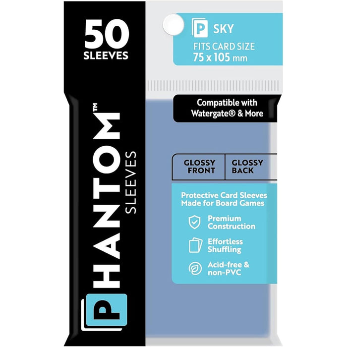 Phantom Sleeves: Sky Size 75mm x 105mm, 50ct - Gloss