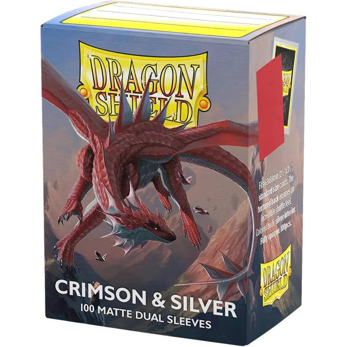 Dragon Shield Card Sleeves: Standard Size Dual Matte, 100ct - Crimson and Silver