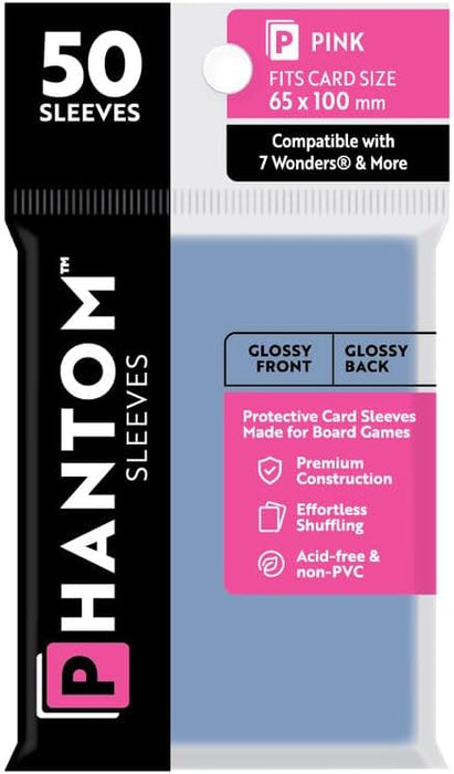 Phantom Sleeves: Pink Size 65mm x 100mm, 50ct - Gloss