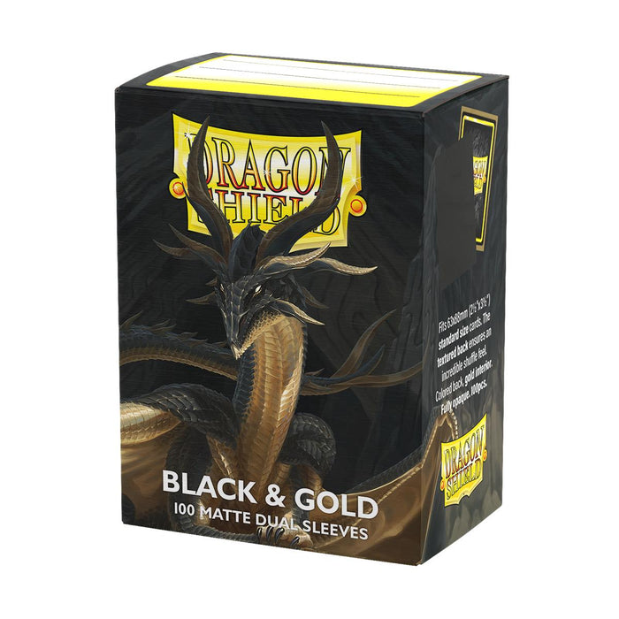 Dragon Shield Card Sleeves: Standard Size Dual Matte, 100ct - Black and Gold