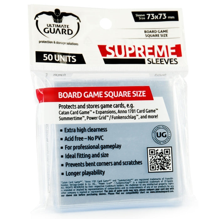 Ultimate Guard: Supreme Sleeves - Board Game Square 73 x 73 mm 50ct, Clear