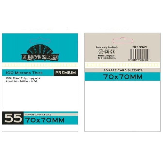 Sleeve Kings: Premium Square Card Sleeves 70mm x 70mm, 55ct