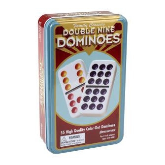 Double Nine Colour Dot Dominoes in Tin