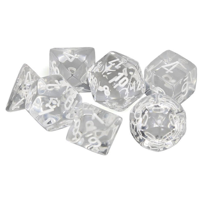 Chessex 7-Piece Sets: Translucent Dice - Clear/White