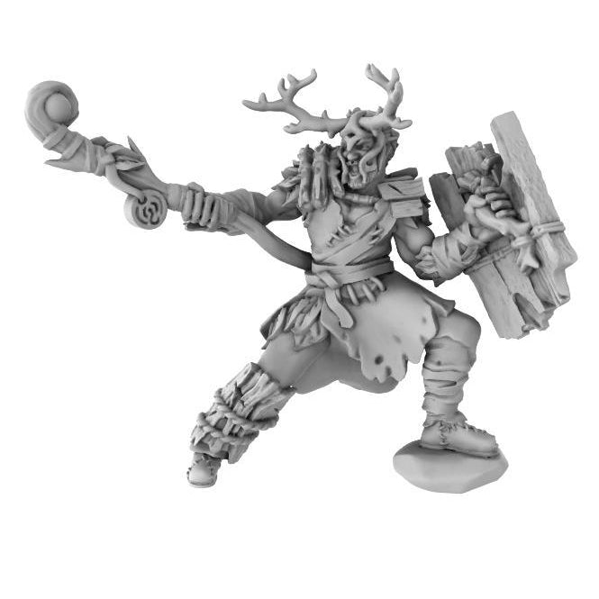 The Lion's Tower Resin Miniatures: Druid Human with Antlers (He/They)