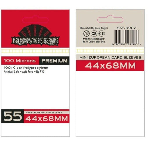 Sleeve Kings: Premium Mini European Card Sleeves 44mm x 68mm, 55ct LVLUP GAMES Sleeve Kings: Premium Mini European Card Sleeves 44mm x 68mm, 55ct LVLUP GAMES