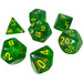 Chessex Dice: Borealis, 7-Piece Sets-Maple Green w/Yellow-LVLUP GAMES