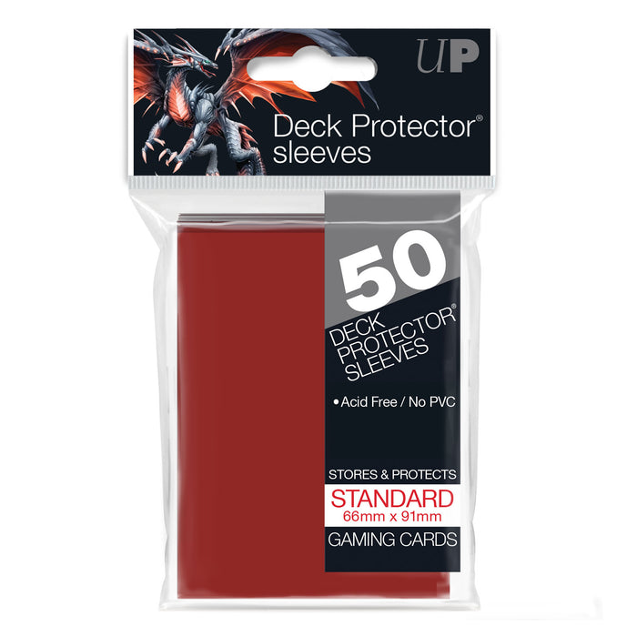 Ultra Pro: Deck Protector Standard Card 66mm x 91mm Sleeves, Red 50ct